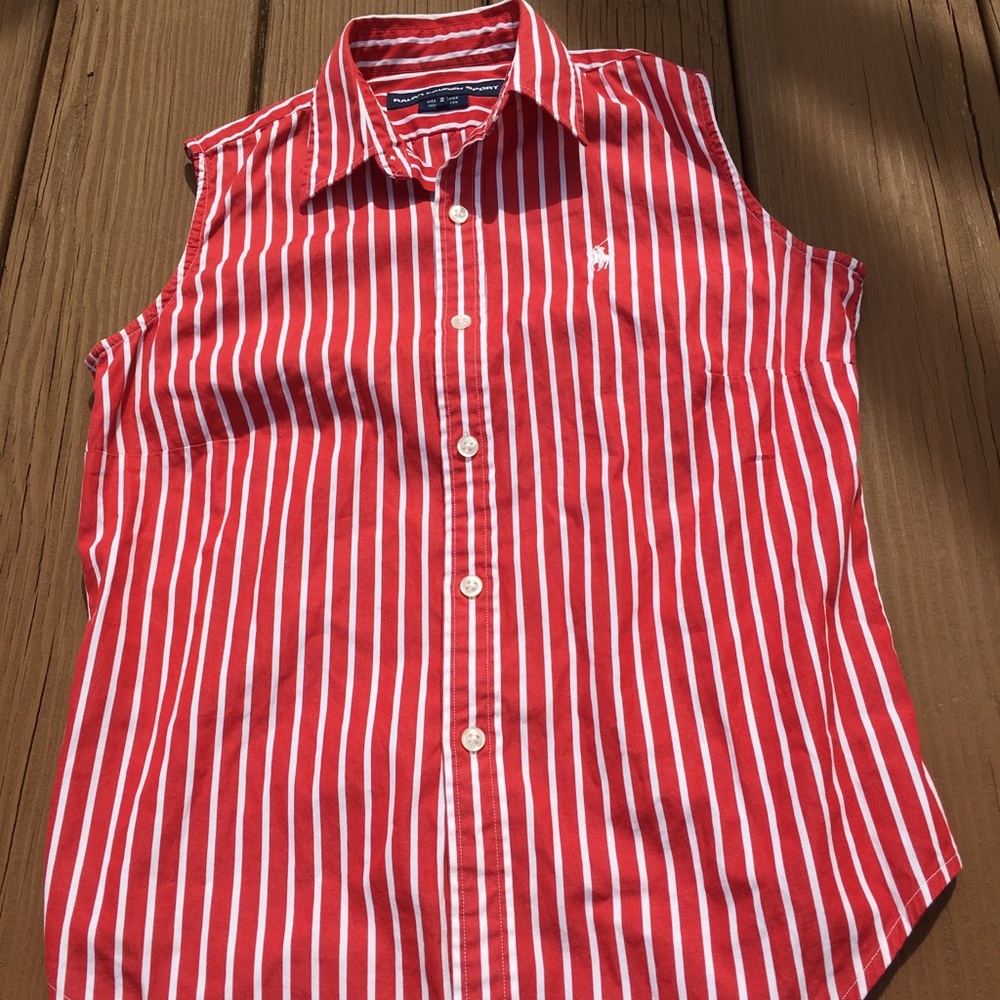 Striped Ralph Lauren polo button up  tank top